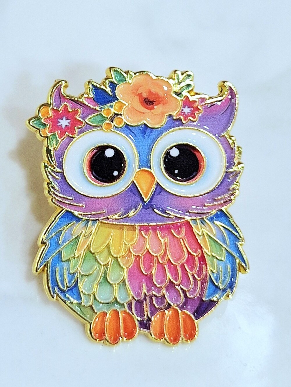 Pastel Rainbow Owl Enamel Pin